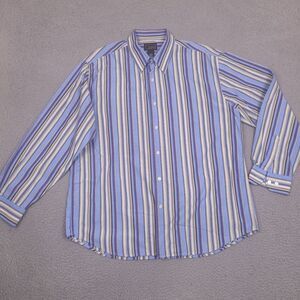 Vintage Cezani‎ Shirt Mens XL Blue Striped Designer Button Down Long Sleeve